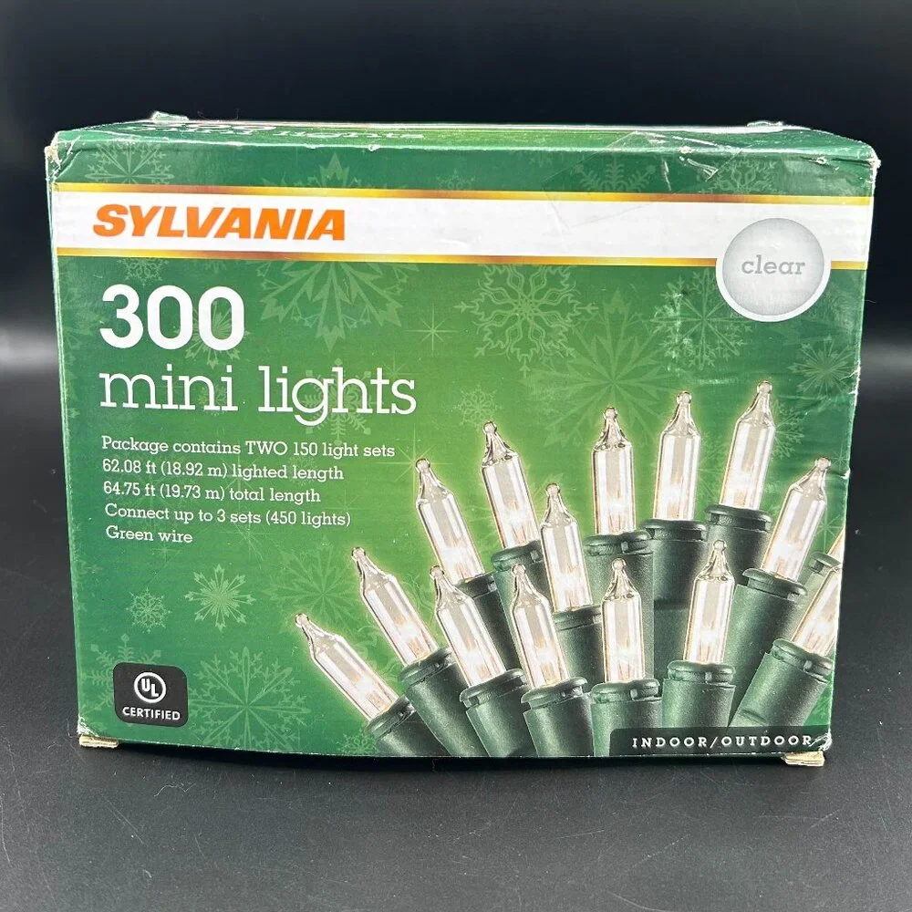 Sylvania 300 Mini Lights Clear Indoor/Outdoor Holiday Christmas Decor Open Box